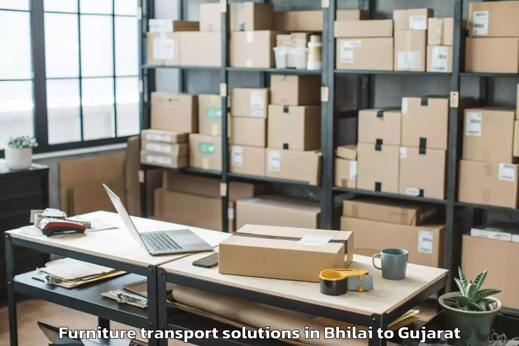 Get Bhilai to Una Gir Somnath Furniture Transport Solutions